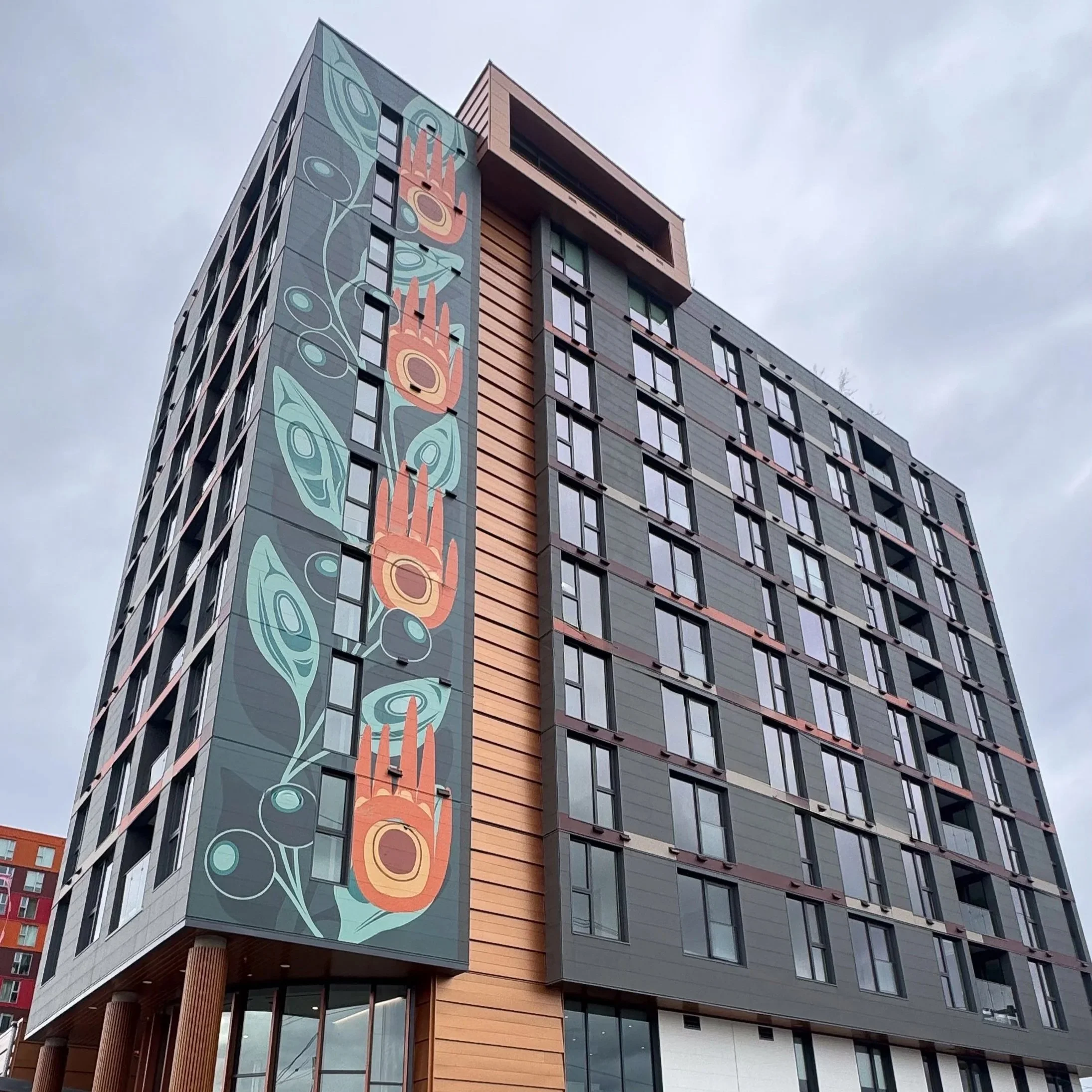 High-rise exterior cladding project in Vancouver with architectural panel systems installed by L2 Group