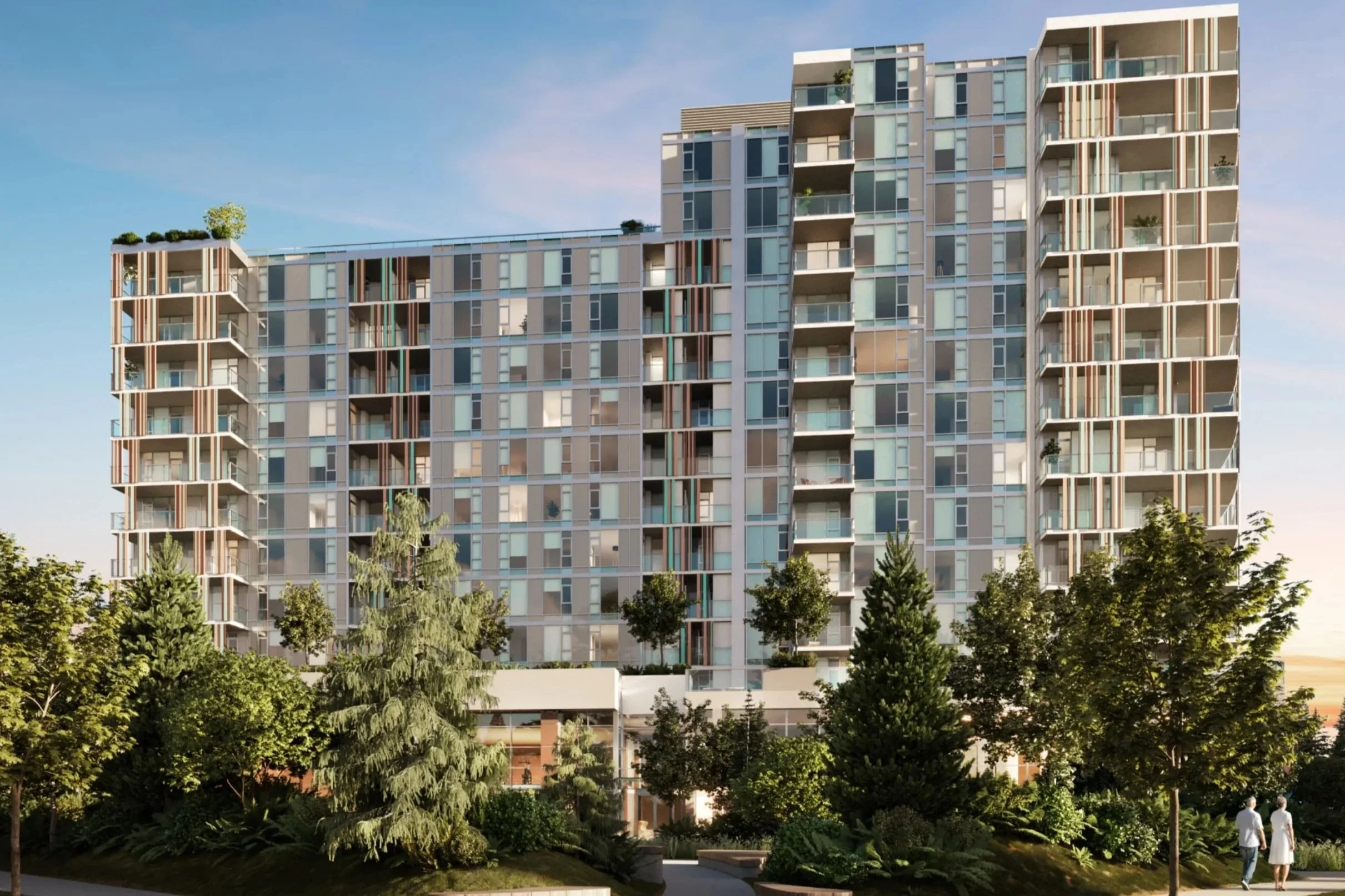 Mid-rise residential cladding project in Vancouver with exterior panel systems and balconies by L2 Group