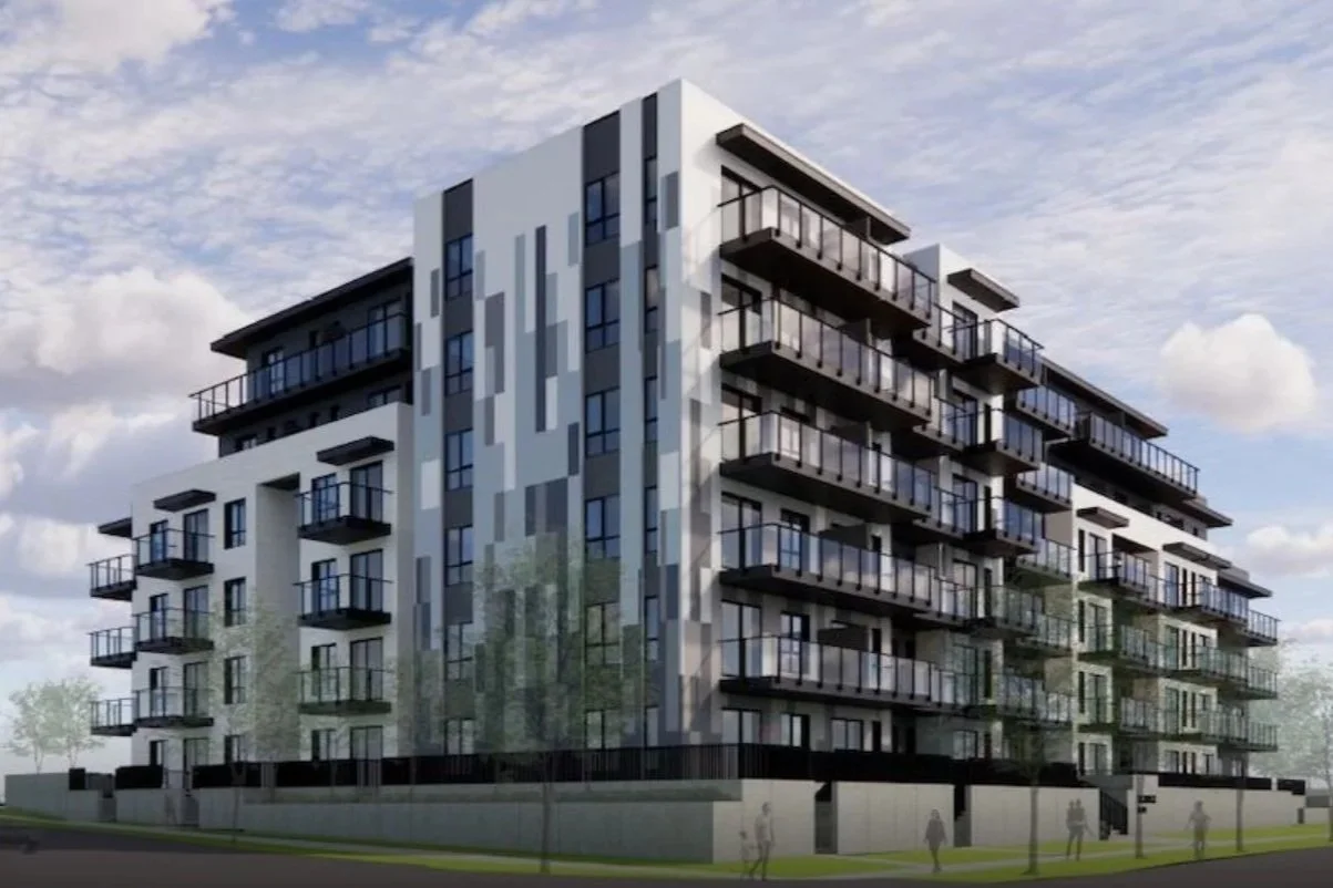 Mid-rise exterior cladding installation with modern panel systems by L2 Group in British Columbia