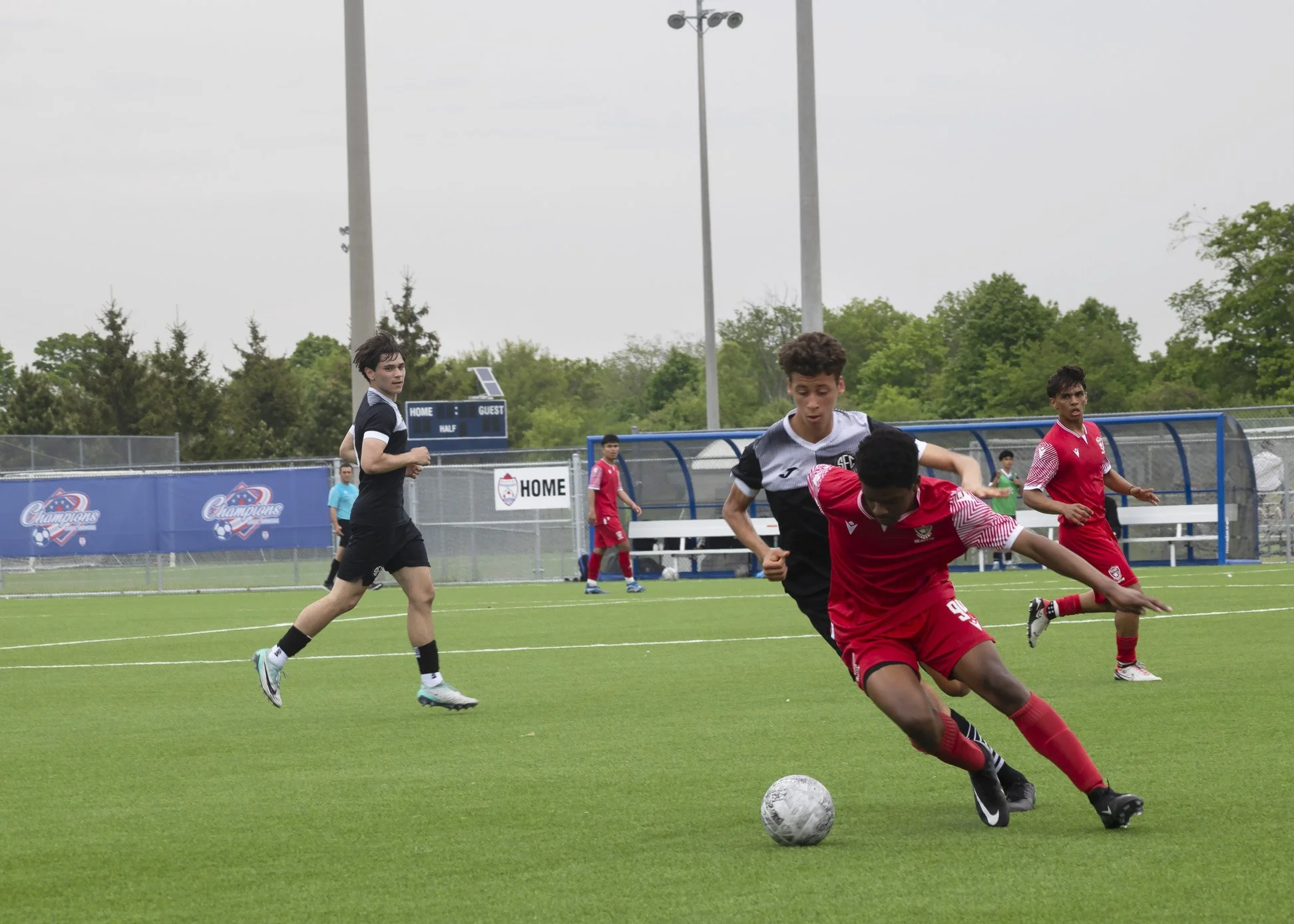 action photograph of a soccer game