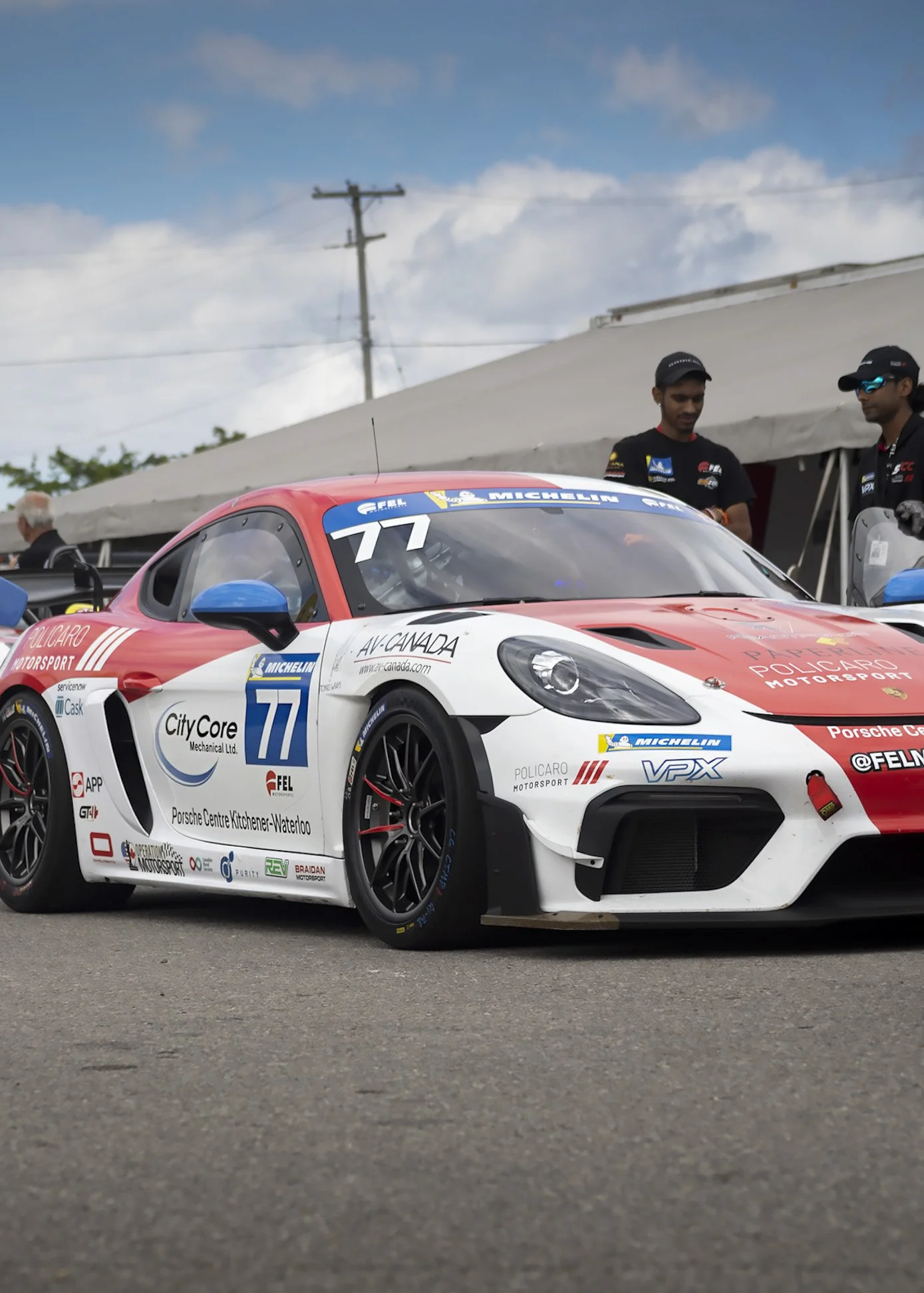 Porsche in the pits at Canadian tire motorsport track