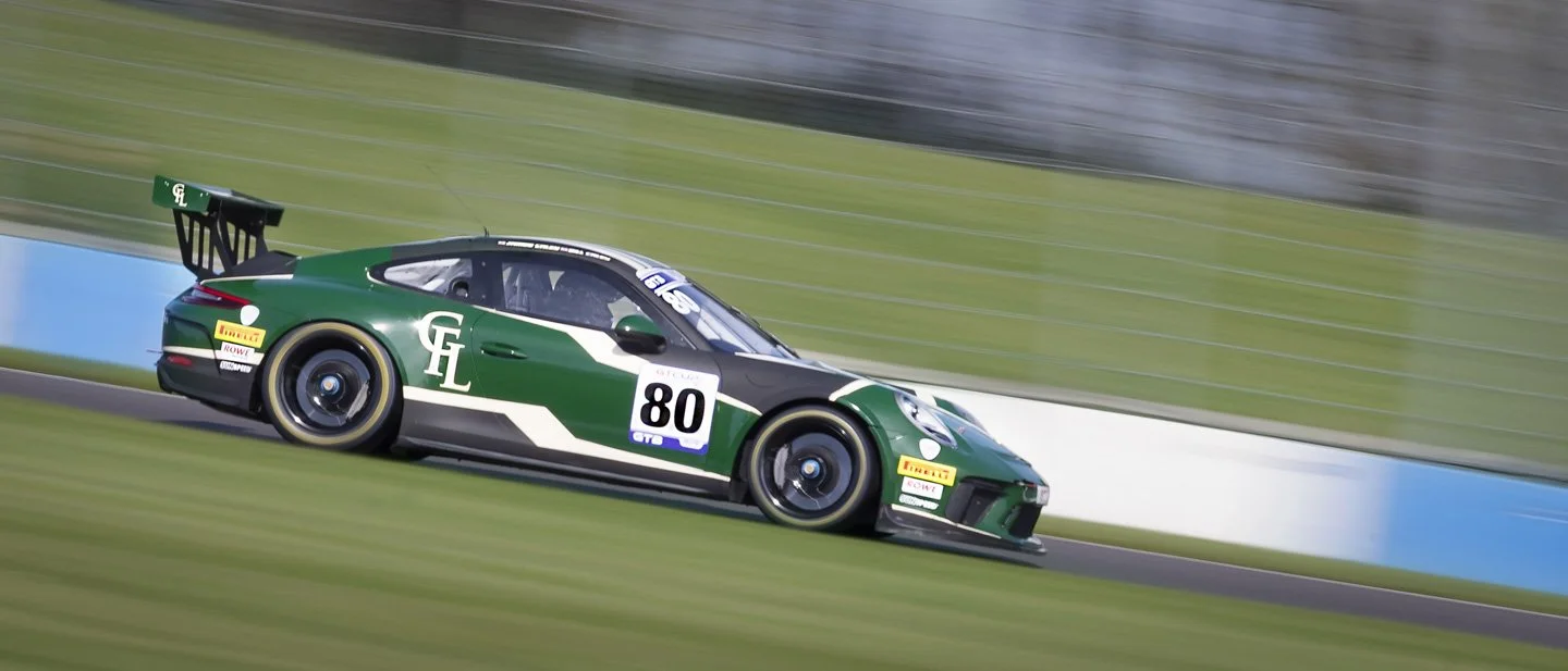 gt class motorsport photograph taken at Donnington race track in the UK