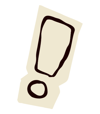 Hand-drawn exclamation mark on a piece of paper.