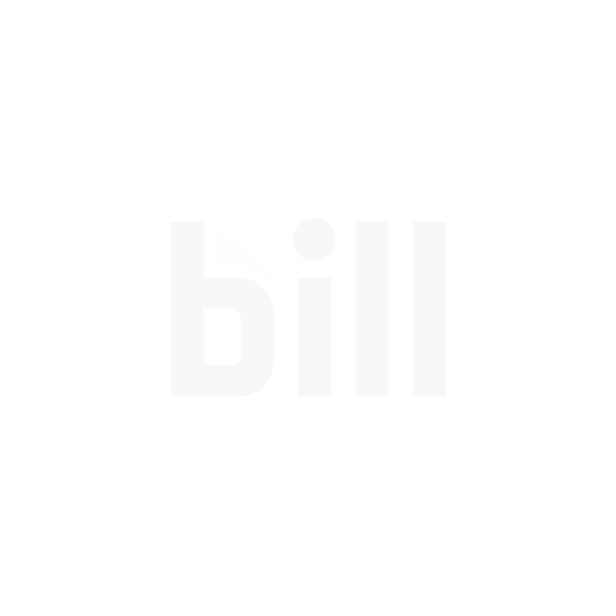 Black background with the word 'BILL' in large white letters and a small white circle above the letter 'I'.