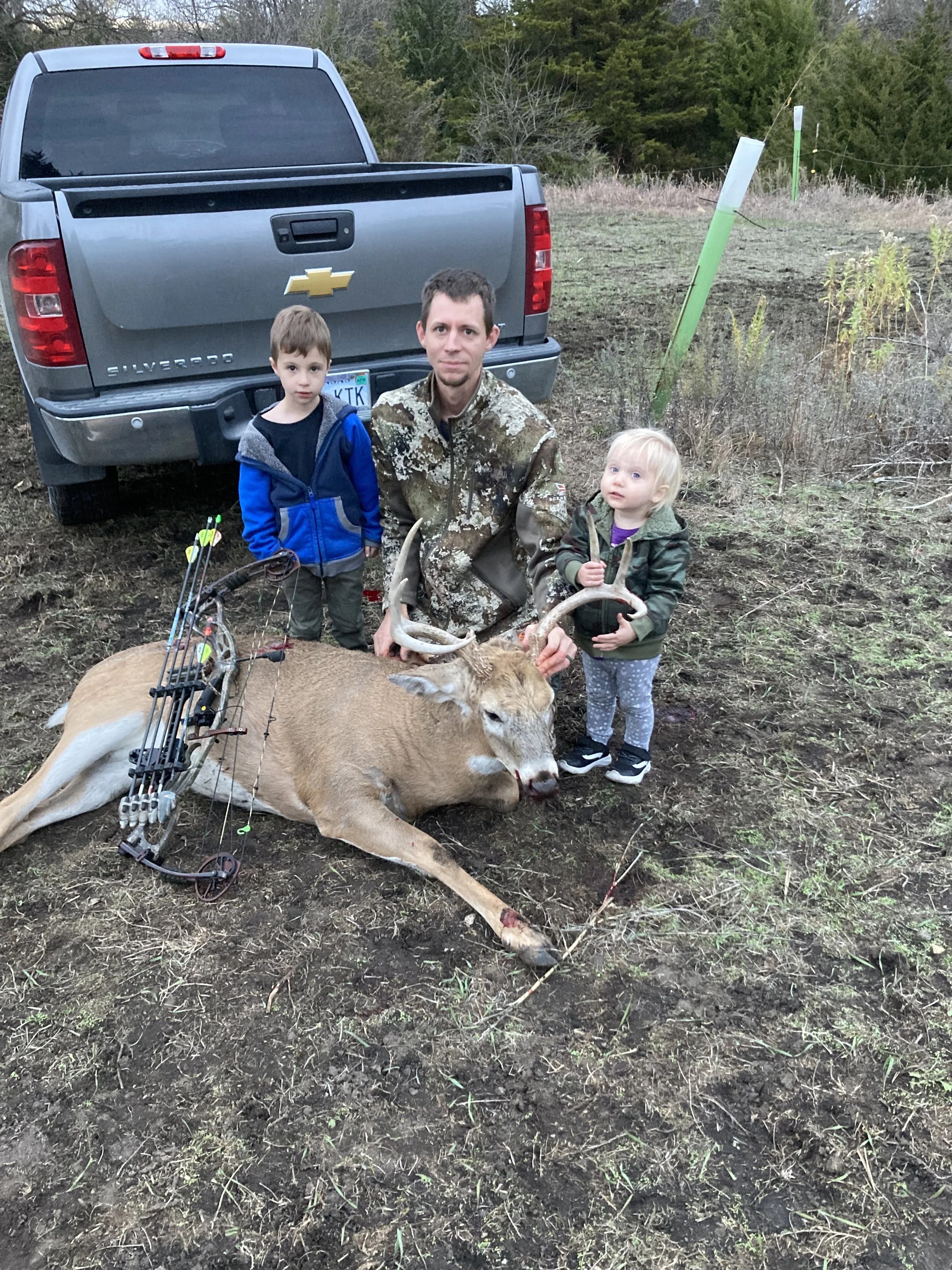 Butchering his Whitetail Harvest