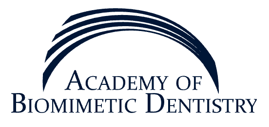 Logo of the Academy of Biomimetic Dentistry with stylized arch elements and text.