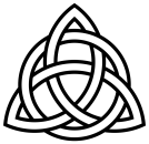 Celtic knot symbol with interwoven lines forming a triangular pattern