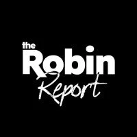 Logo for The Robin Report with white text on a black background