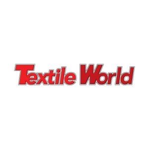 Logo for Textile World featuring bold red and black text.