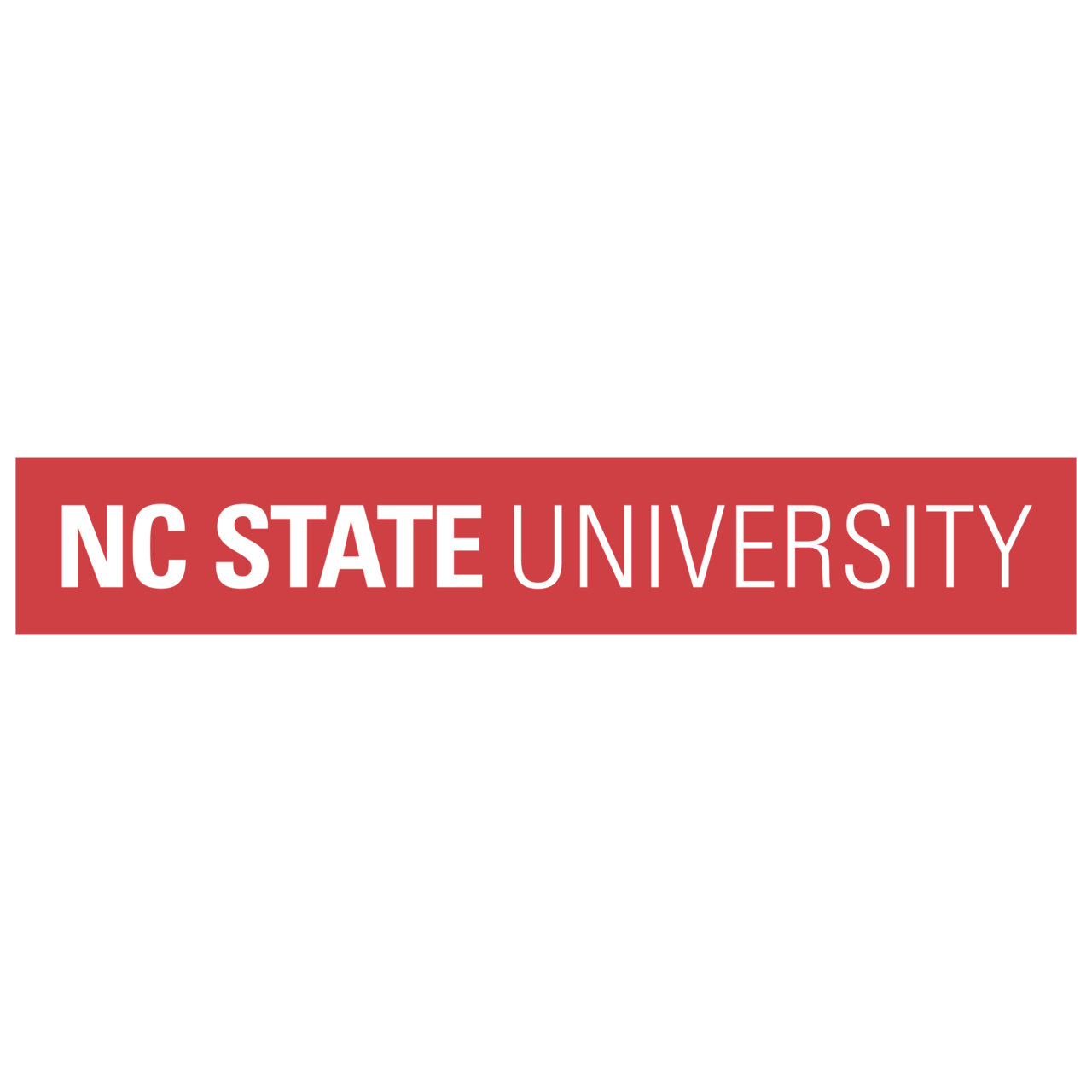 NC State University logo with white text on a red banner