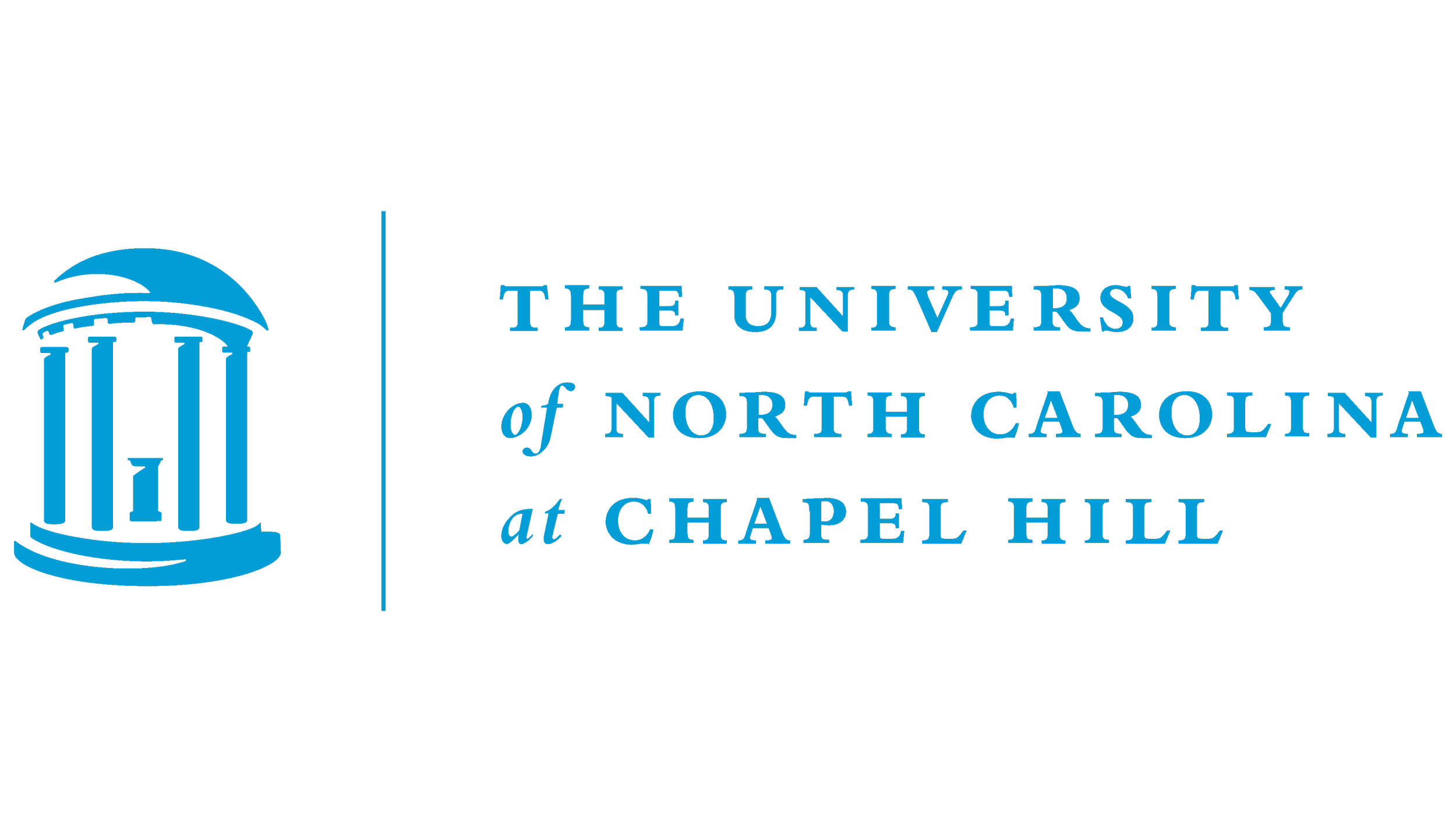 Logo of The University of North Carolina at Chapel Hill, featuring a blue stylized columned building with a dome and the university's name in blue text.