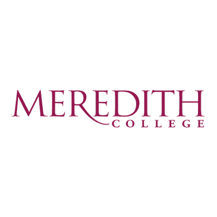 Meredith College logo on a maroon background.