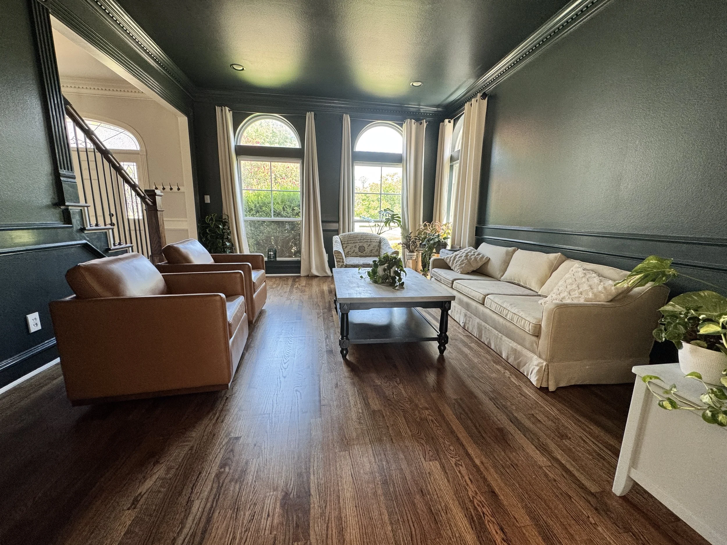 Red Oak Hardwood Floor Refinish – Allen, TX. 2 1/4" red oak hardwood floors professionally sanded and refinished to restore depth, warmth, and timeless character to the living space.
