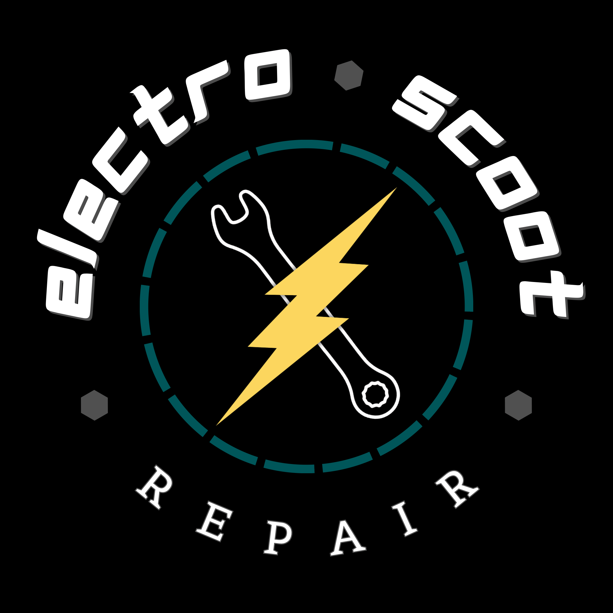 Auto repair shop logo with a wrench and lightning bolt.