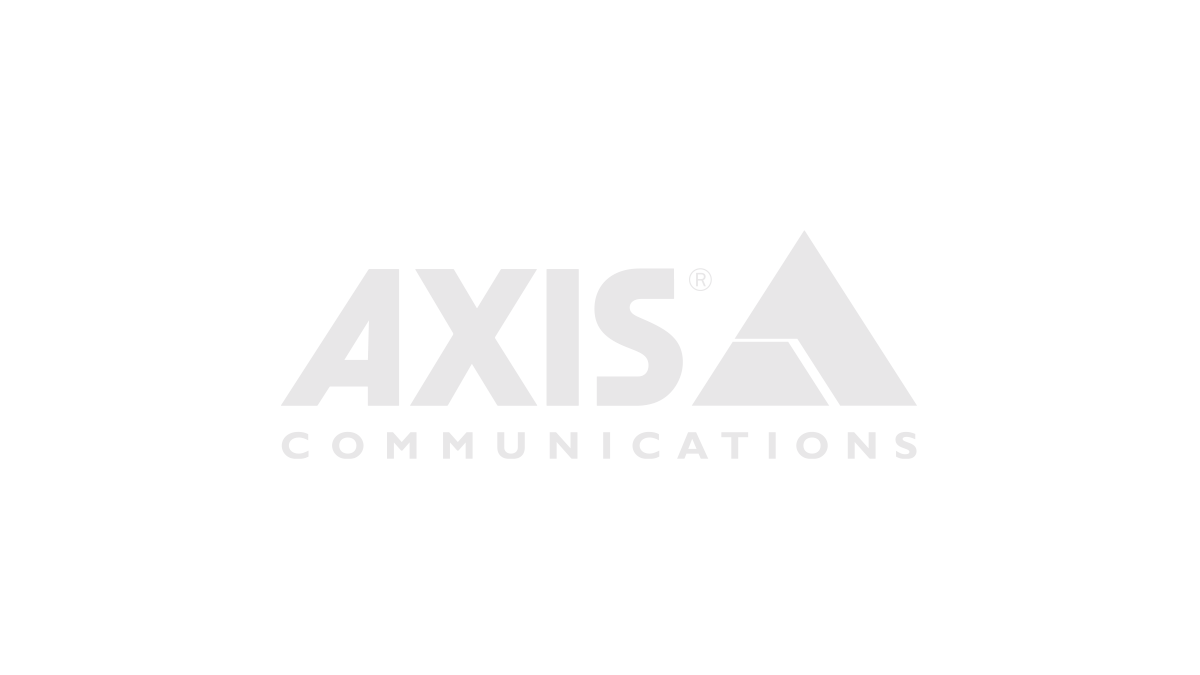 Logo of Axis Communications with the company name in gray and a triangular symbol on a black background.