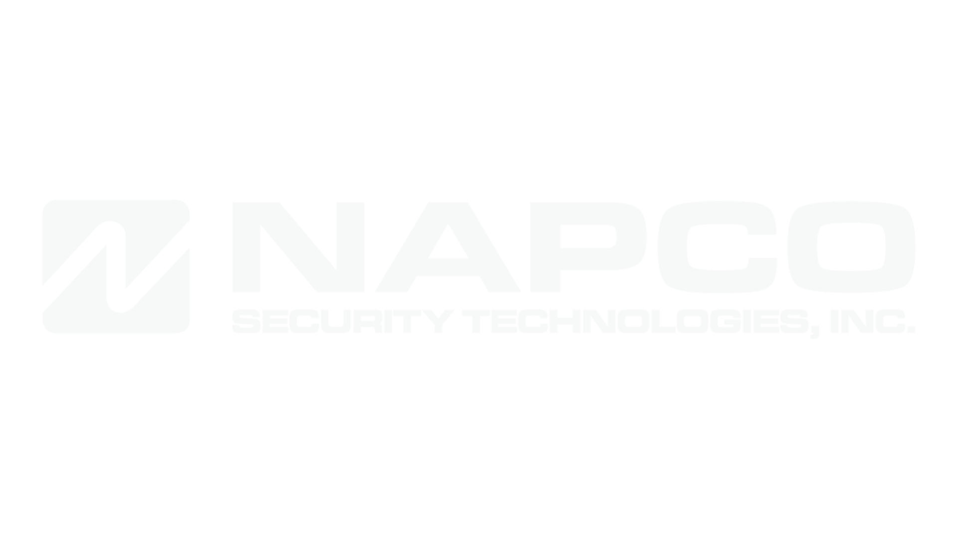 Black background with white and gray text displaying the logo of NAPCO Security Technologies, Inc., including a stylized line graph symbol.