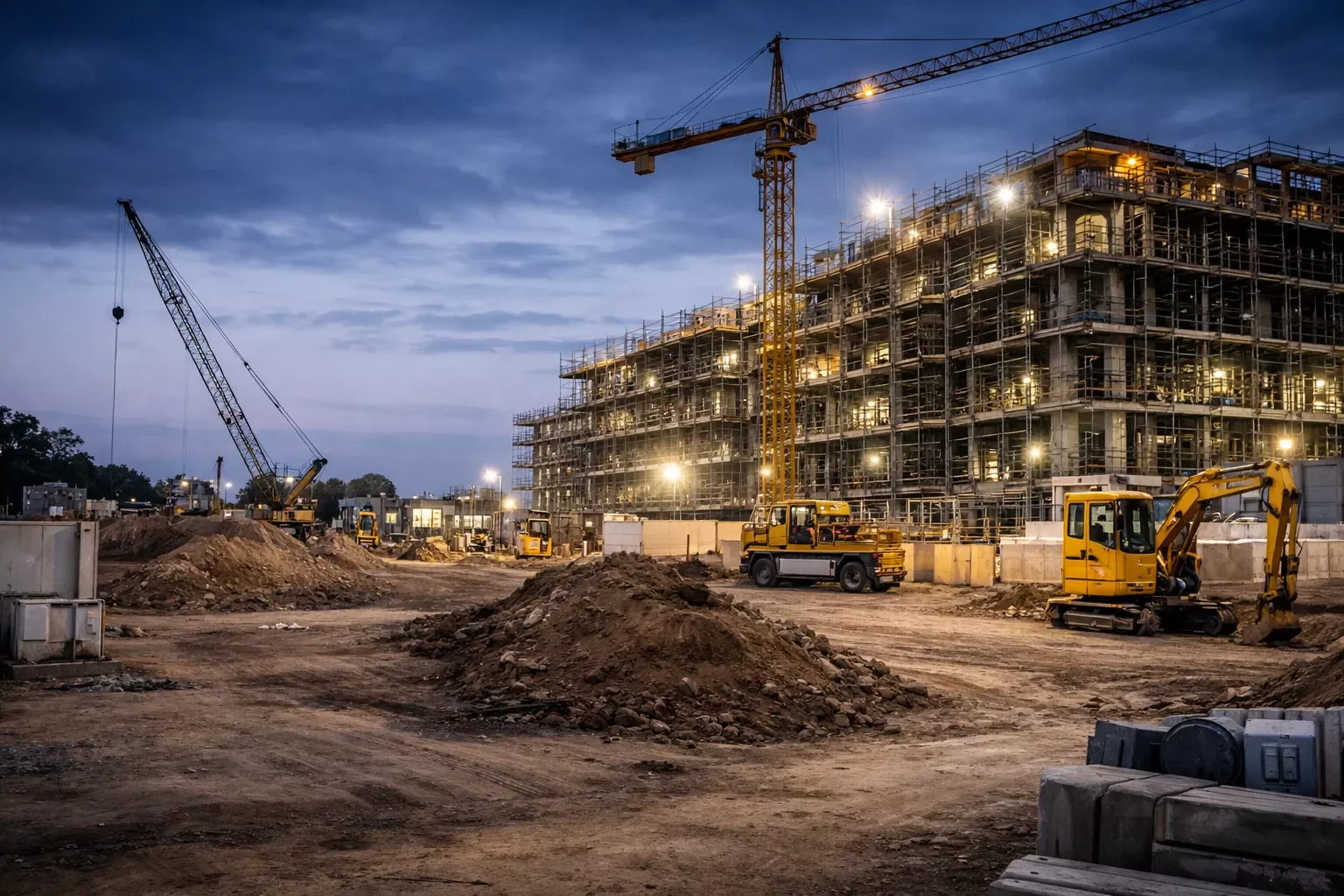 Commercial construction project with professional site security and monitoring services