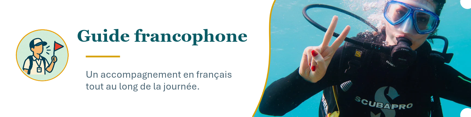Illustration d'une personne en plongée sous-marine, masque et tuba, faisant un signe de paix.