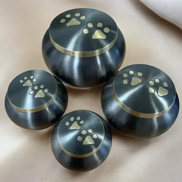 Brushed Metal Round Urns