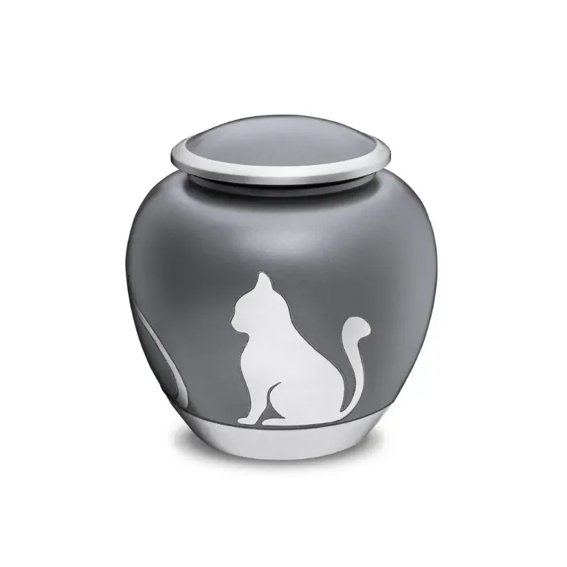 Grey Allloy Cat Urn