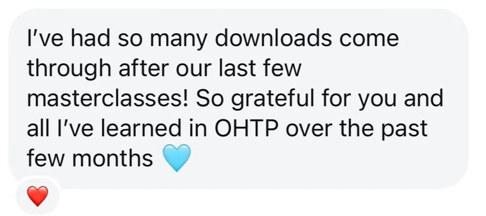 screenshot of a text message from an ocean healing institute student