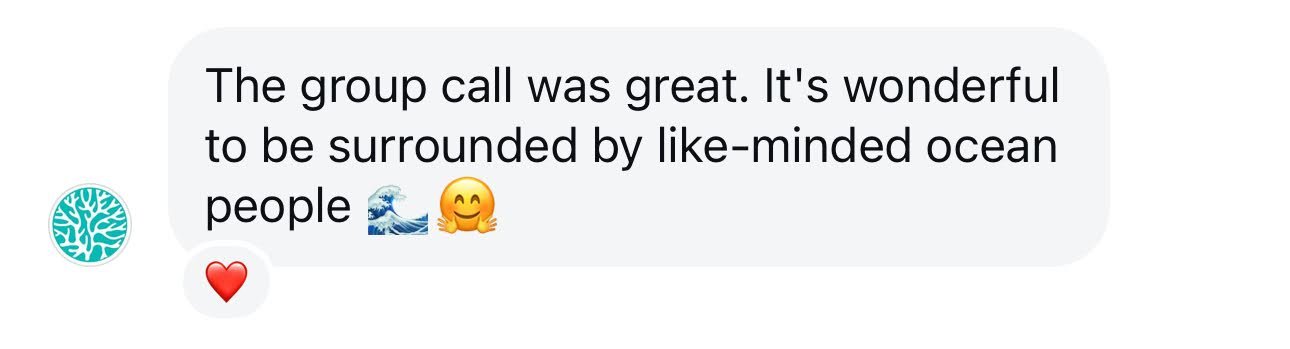 screenshot of a text message from an ocean healing institute student