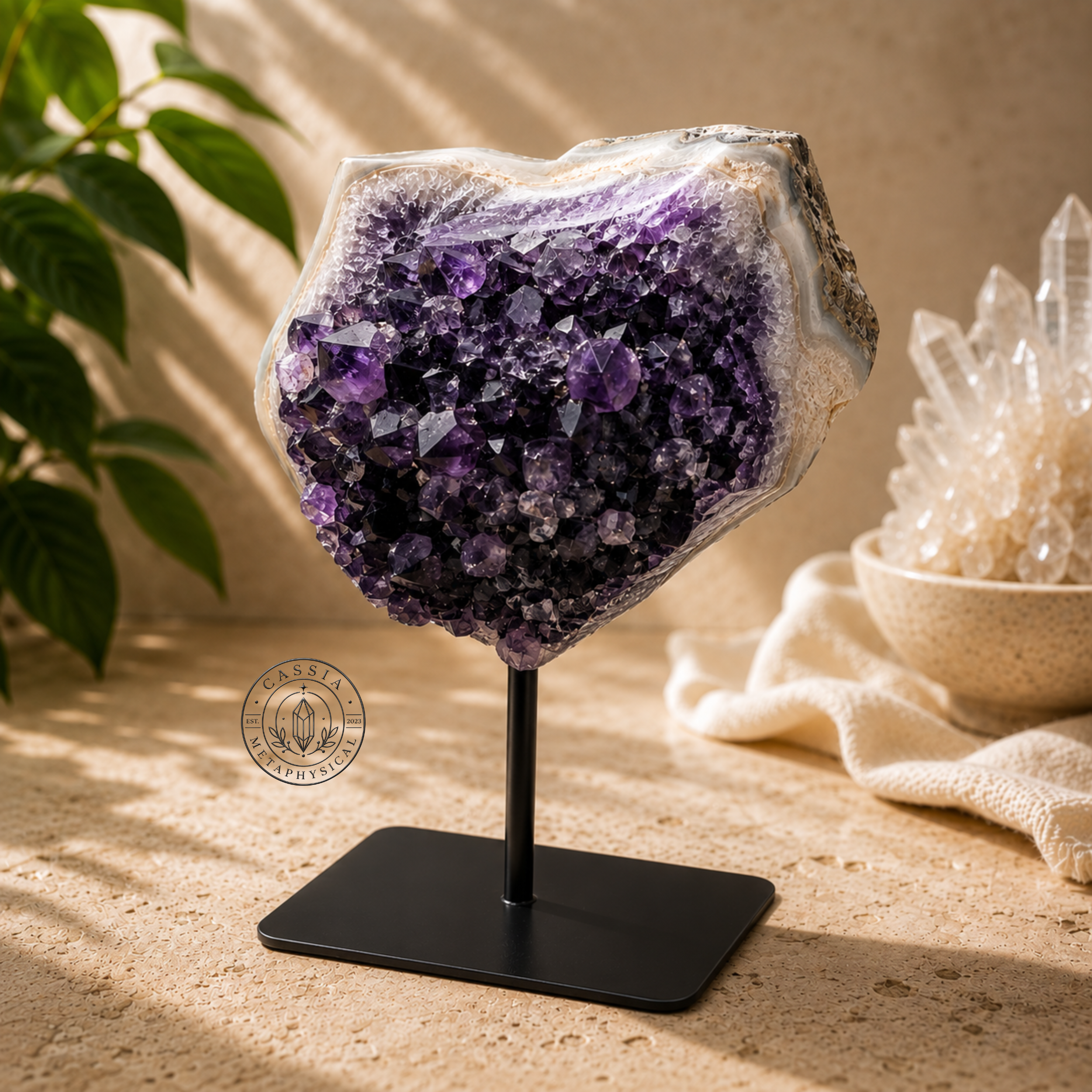 Cathedral Amethyst on Metal Display Stand