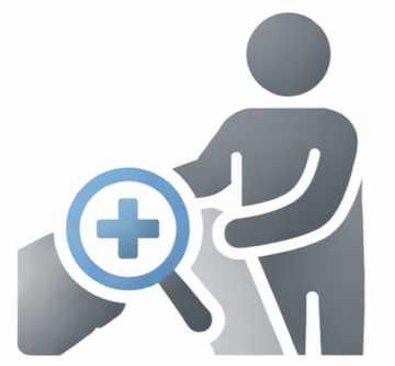 Icon of someone completing a physiotherapy assessment