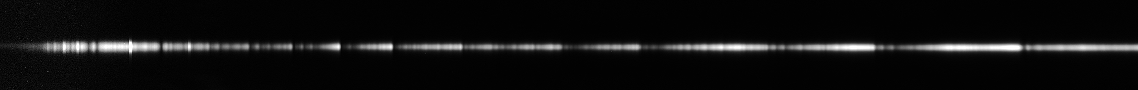A spectrum displaying electromagnetic wavelengths with varying intensities.