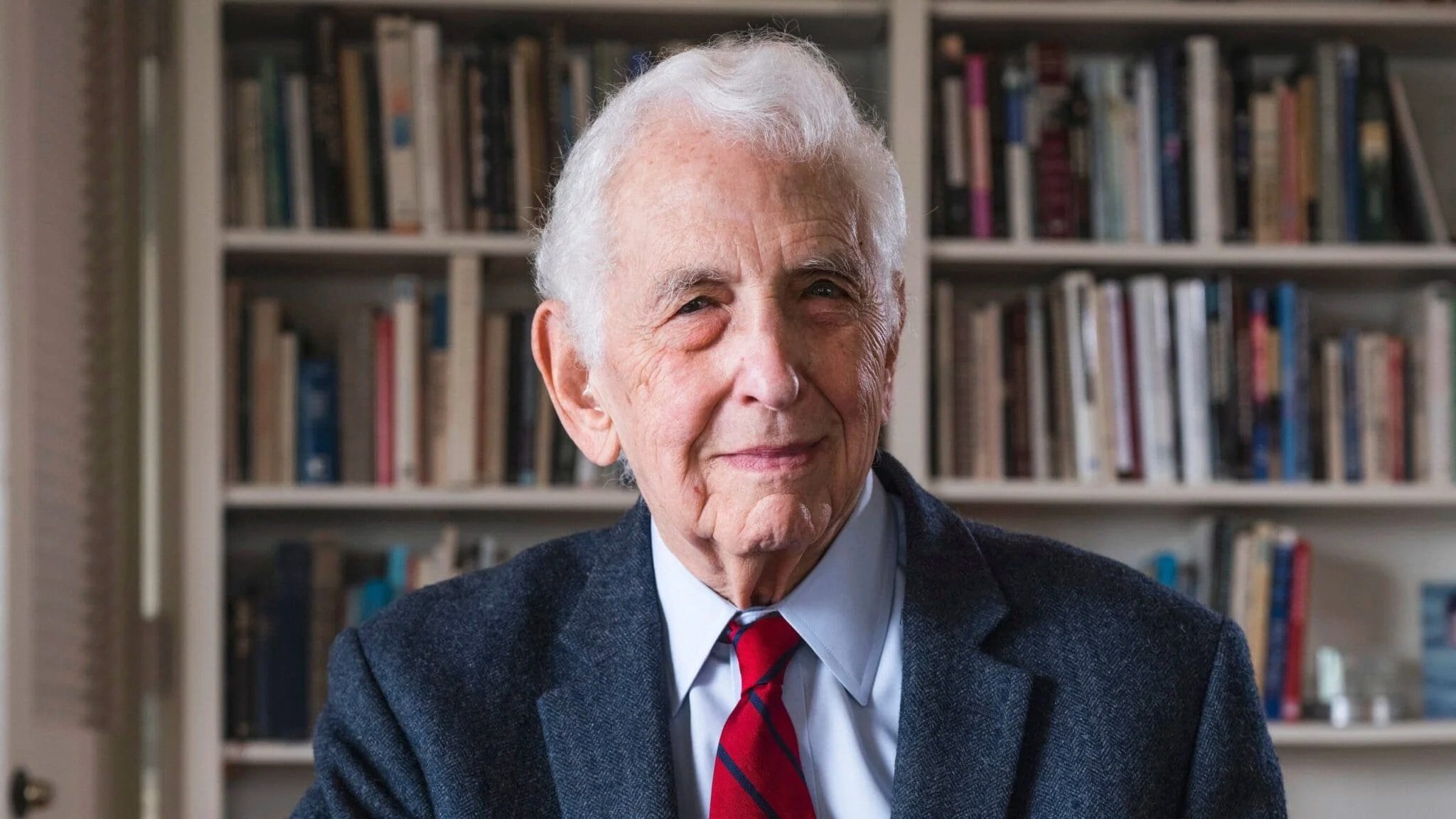 Daniel Ellsberg in his library