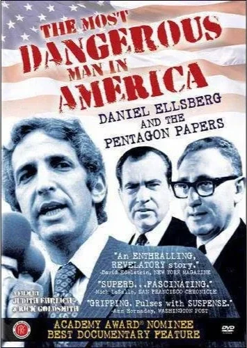 Film cover titled 'The Most Dangerous Man in America: Daniel Ellsberg and the Pentagon Papers"
