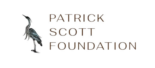 Logo of the Patrick Scott Foundation with a stylized heron on the left.