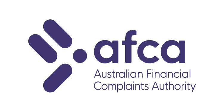Logo of the Australian Financial Complaints Authority (AFCA) with purple graphic and text.