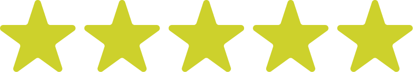 Five yellow-green five-pointed stars with a black background.
