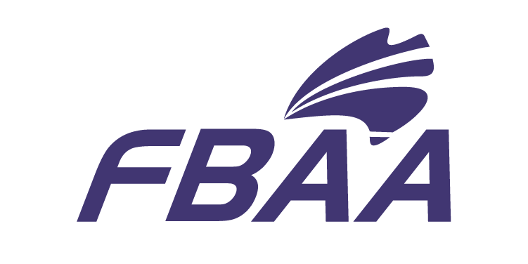 Logo of the Federal Baseball Association with a stylized baseball and the abbreviation FBASA.