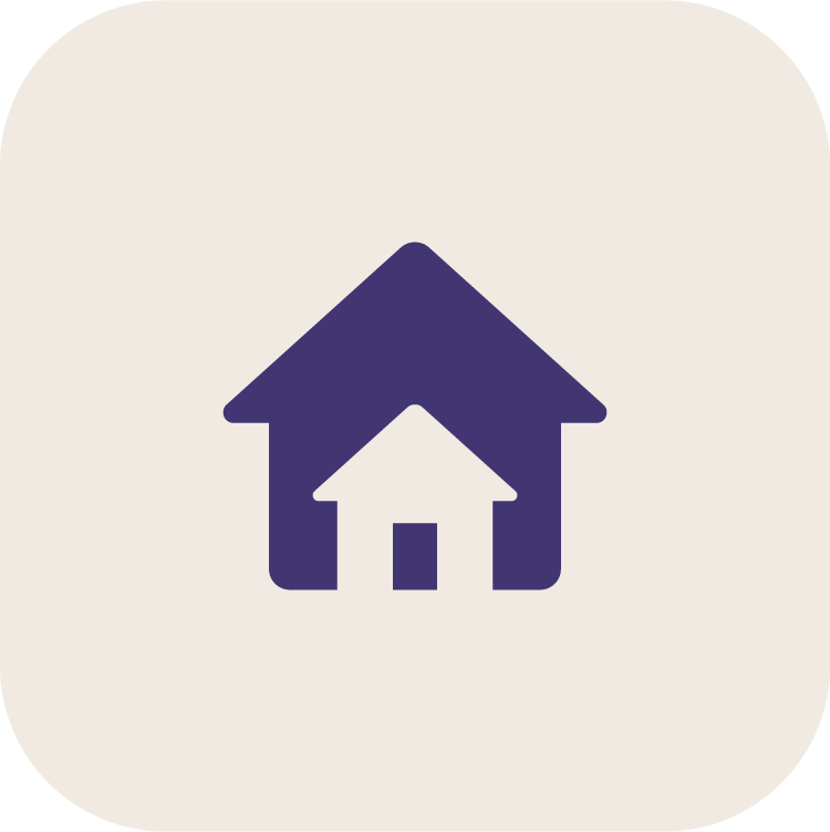 Icon of a house inside a larger house outline on a light beige background.