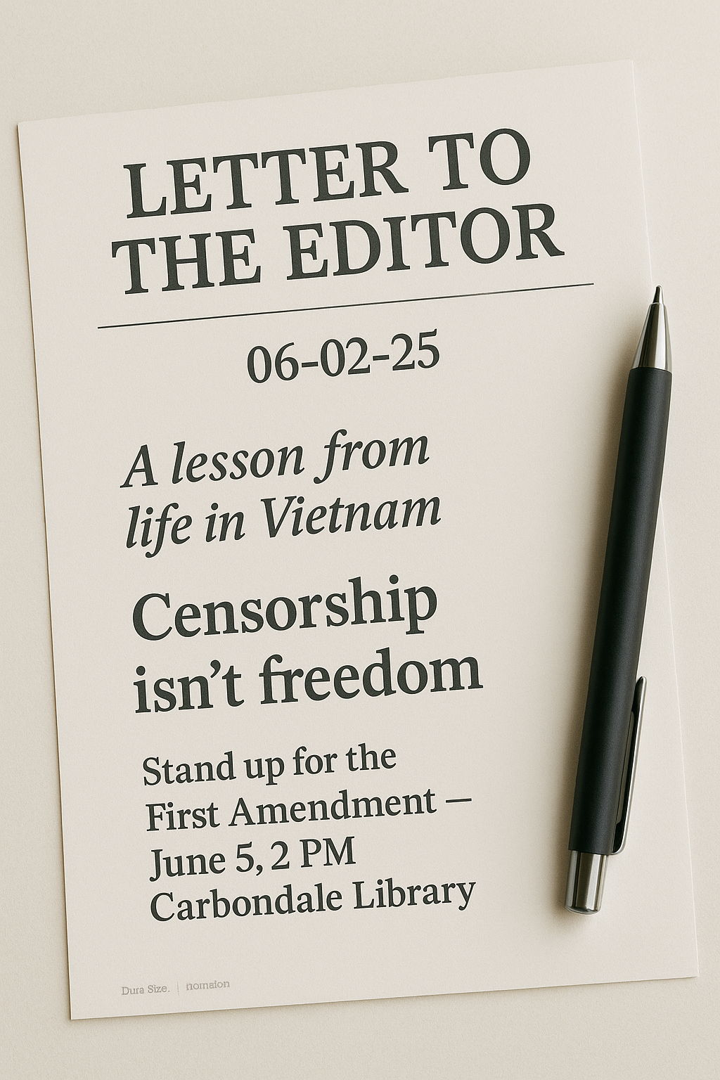 Letter to the Editor: Censorship Isn’t Freedom