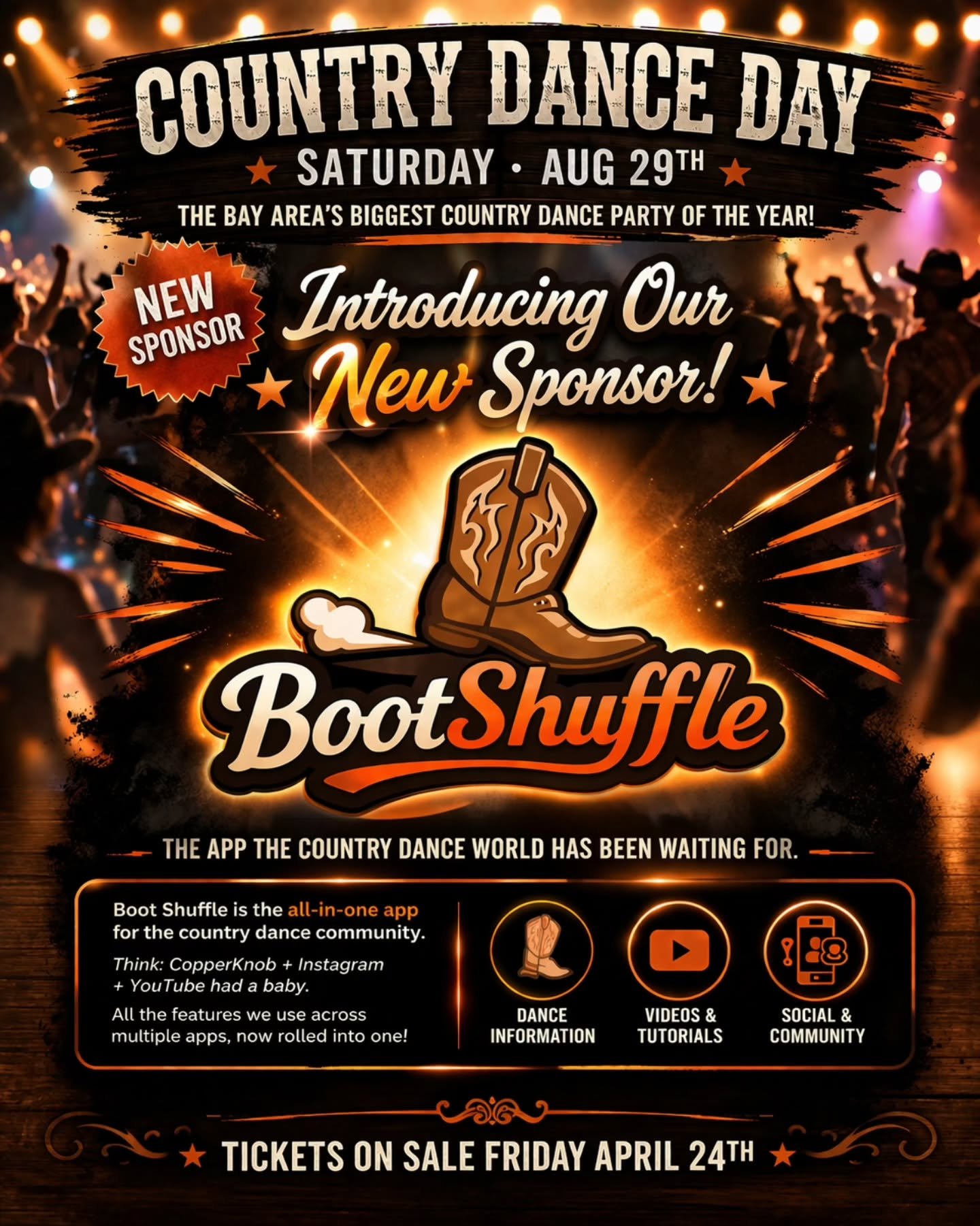 🚨 BIG NEWS for the country dance community 🚨

We&rsquo;re fired up to officially welcome our newest sponsor&hellip; BootShuffle 🤠🔥

This isn&rsquo;t just another app&hellip;

👉 it&rsquo;s the FIRST app built specifically for the country dance co