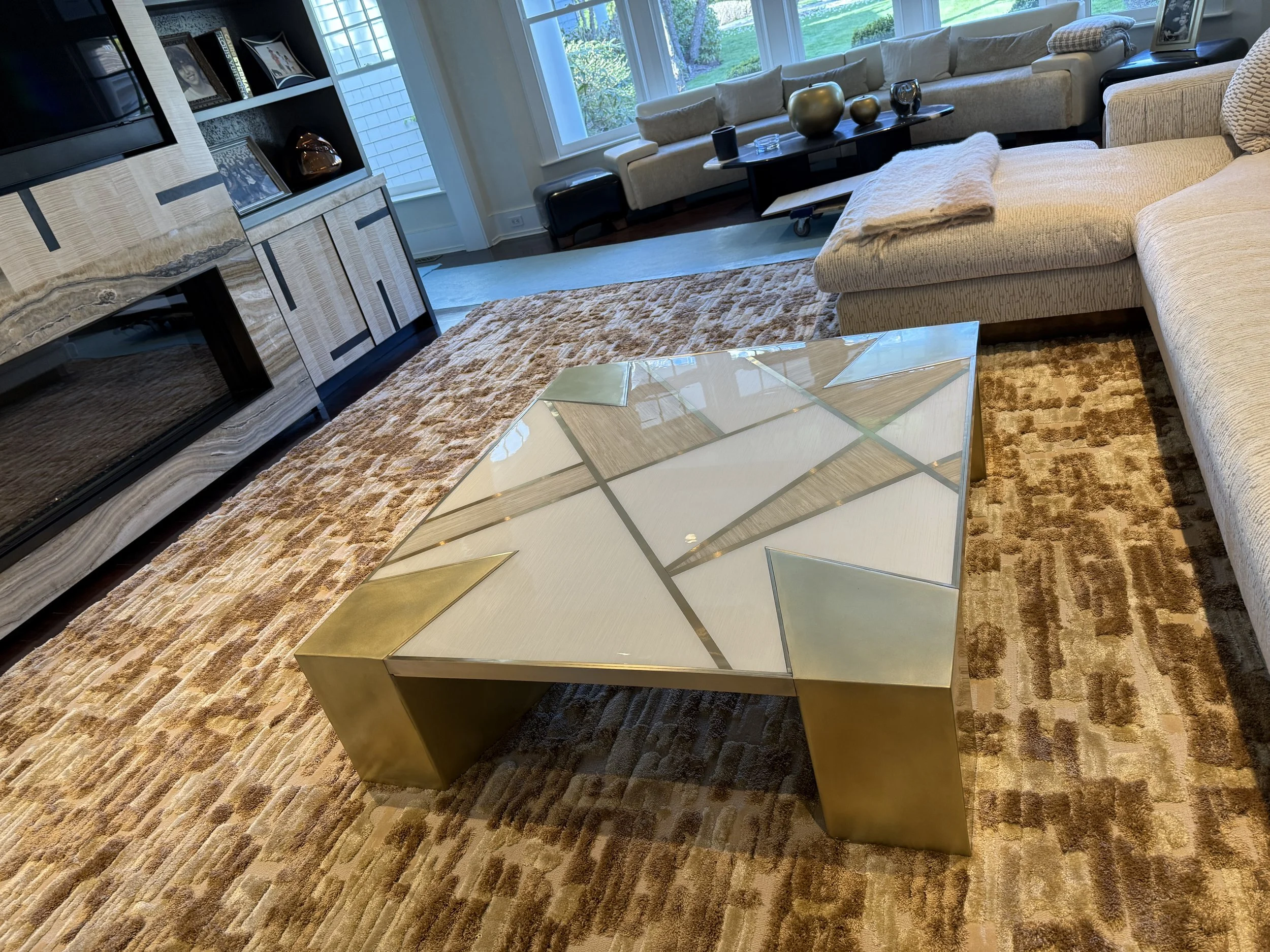 Monolithic Bronze Geometric Coffee Table - 2026