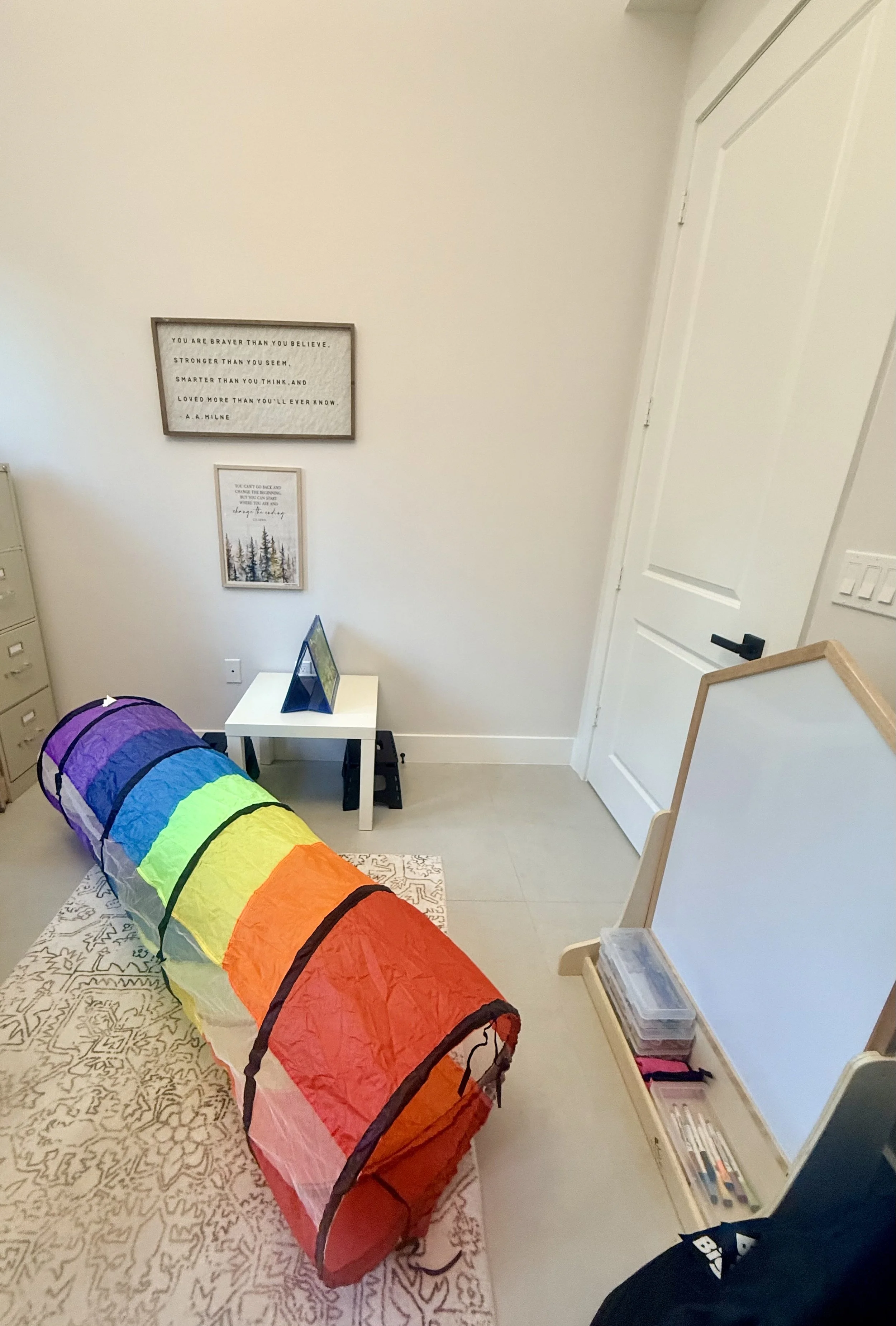 Child-centered speech therapy incorporating play, movement, and hands-on activities