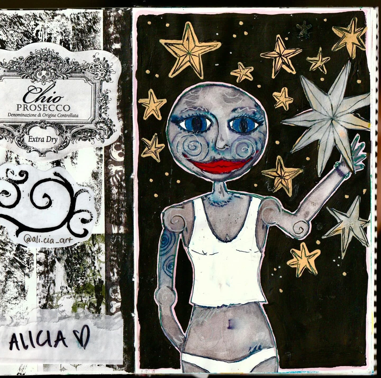 showing you one of my favourite pages from my sketchbook ✨🌚🌝✨