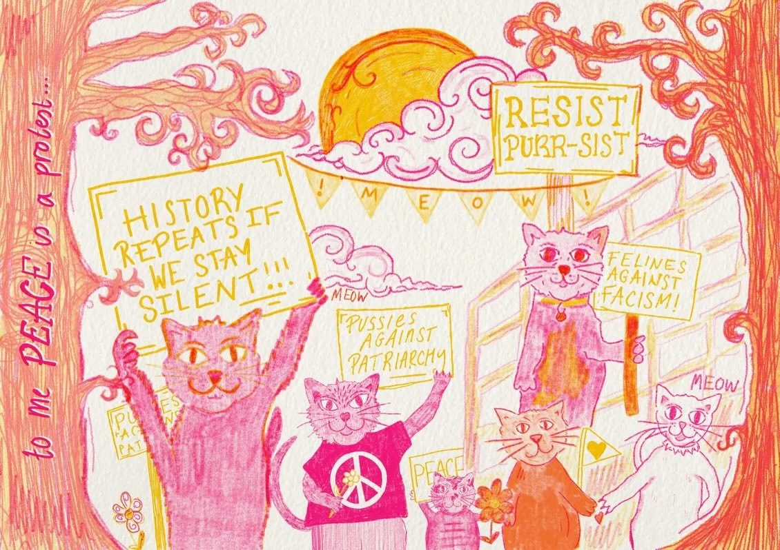 &ldquo;Pussies Protesting&rdquo; My page for the collaborative zine made by me @twenty_three_lemons_  and @lowenna_bobena about what peace means to us