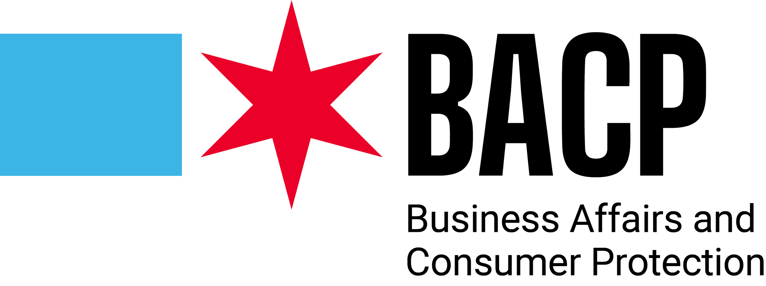 BCBP logo with a light blue square, a red star, and the text 'BCBP Business Affairs and Consumer Protection' in black.