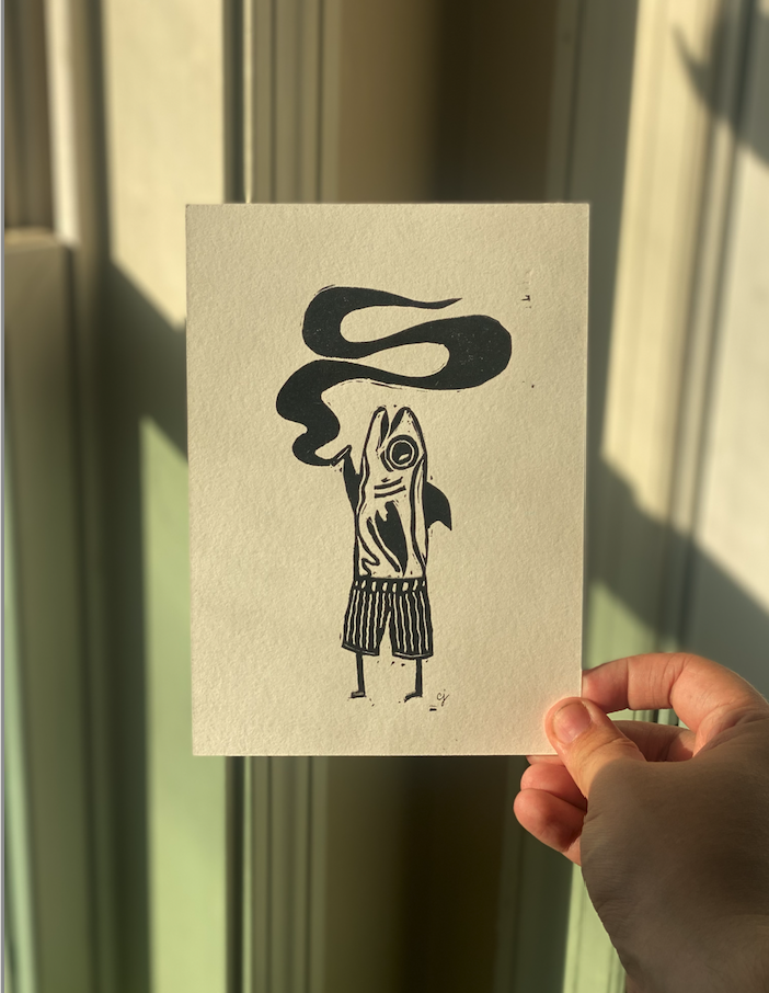 Smoked Salmon Hand Printed Print