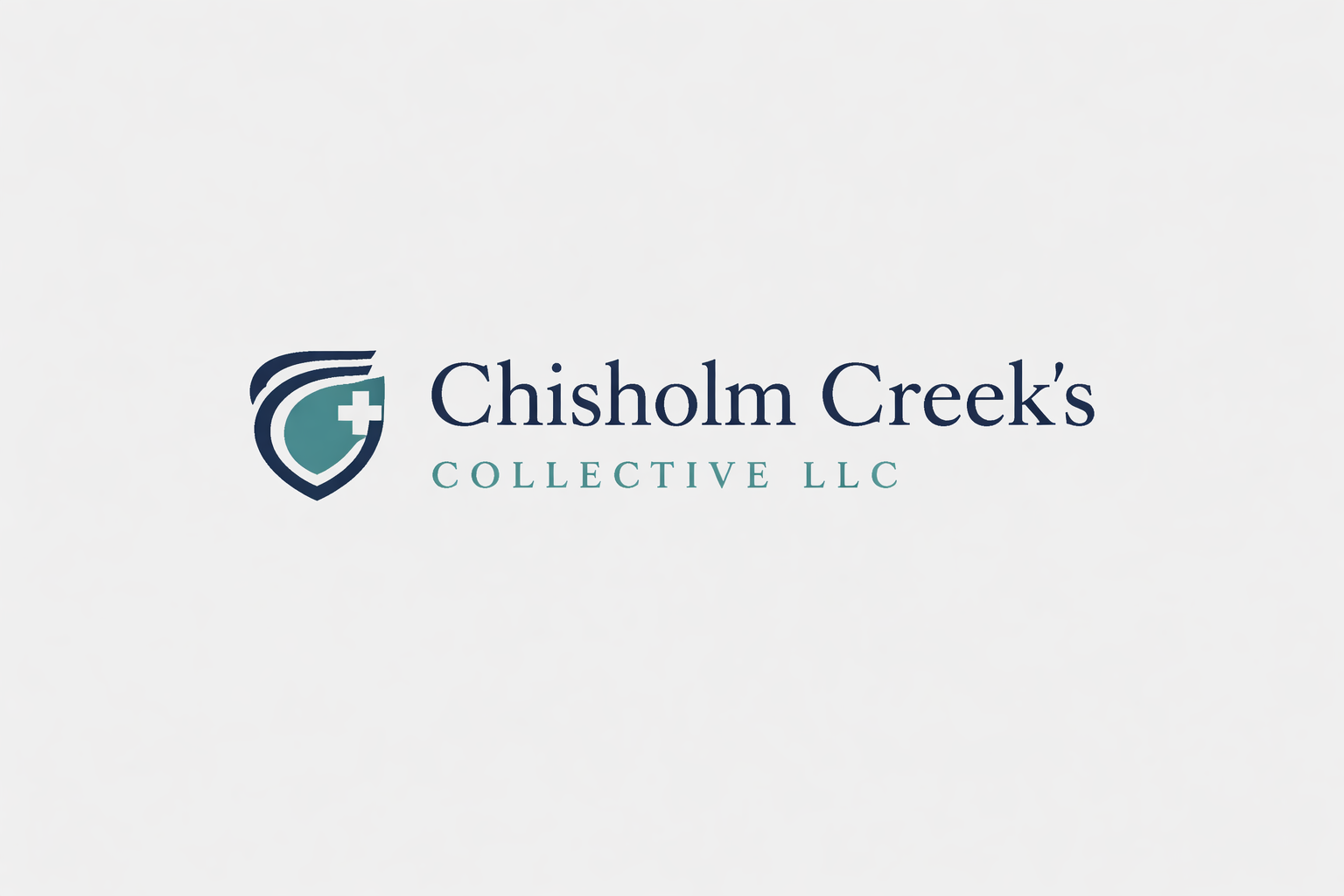 Chisholm Creek's Collective LLC logo with a shield emblem containing a cross, and text in navy and teal that reads, 'Chisholm Creek's Collective LLC' on a white background.