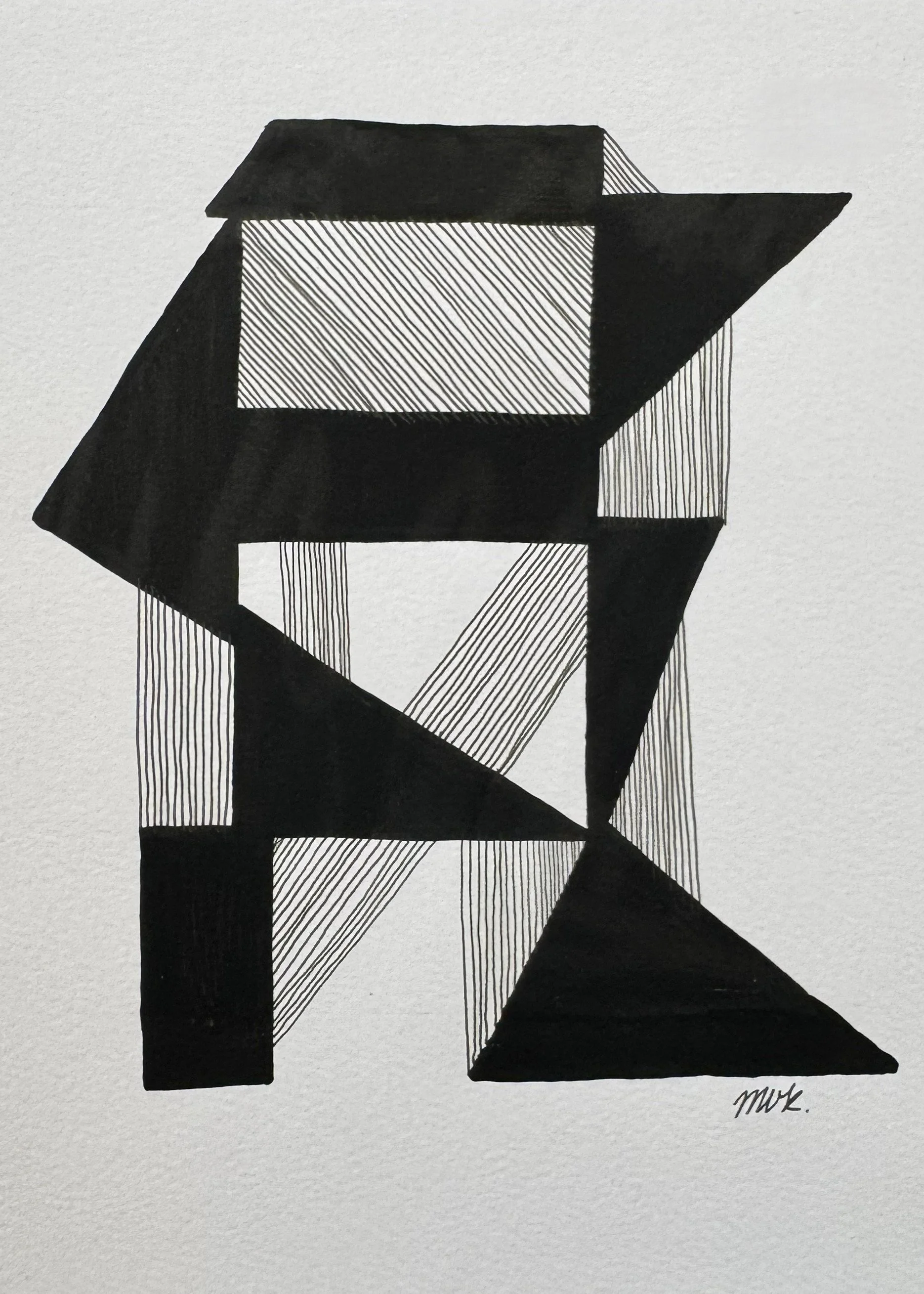 Line Study No. 30 — 2026 — Ink & Acrylic on paper