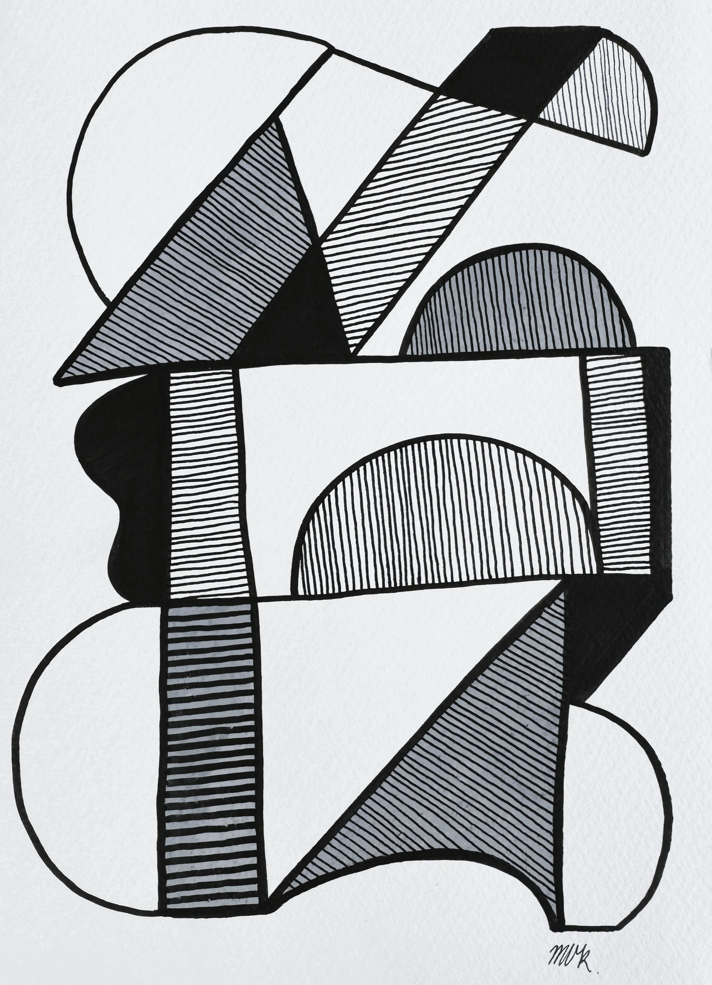 Mixed Media Study No. 21 — 2026 — Ink & acrylic on paper