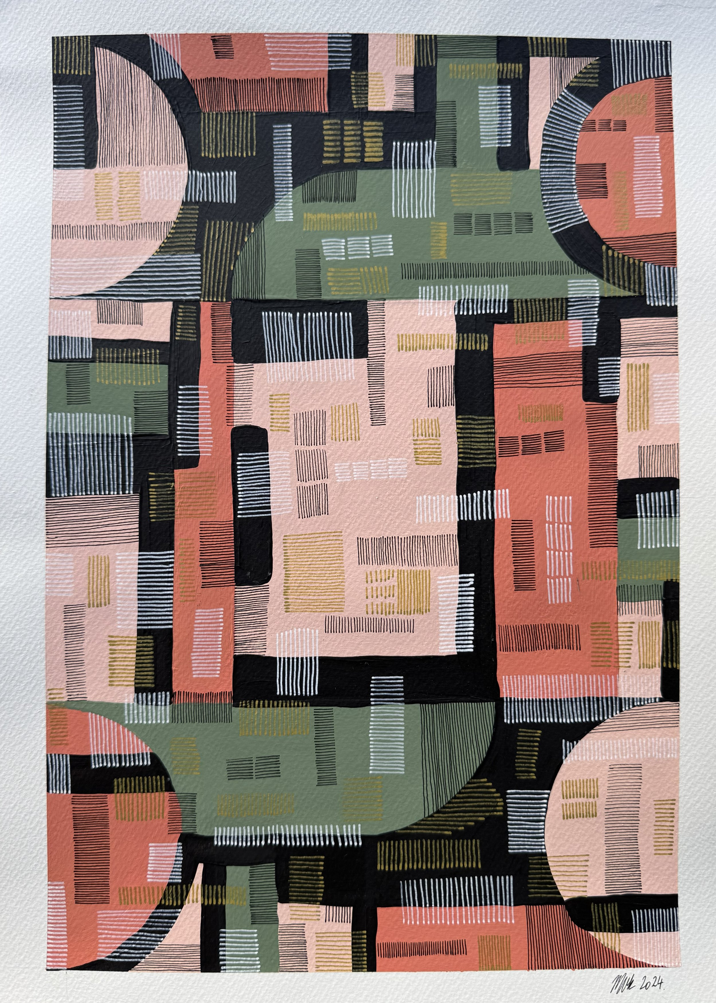 Mixed Media Study No. 07 — 2024 — Ink & acrylic on paper