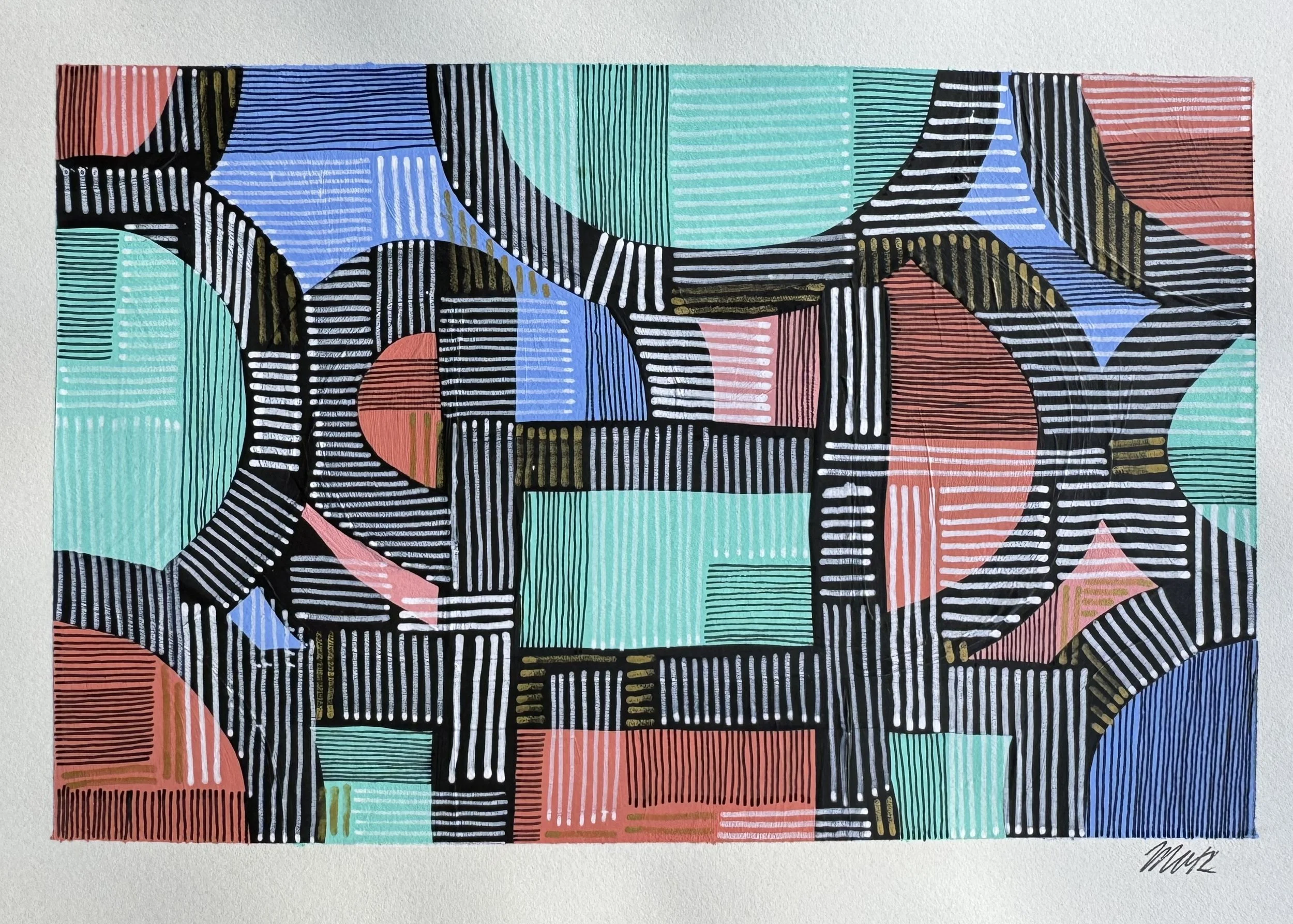 Mixed Media Study No. 08 — 2025 — Ink & acrylic on paper
