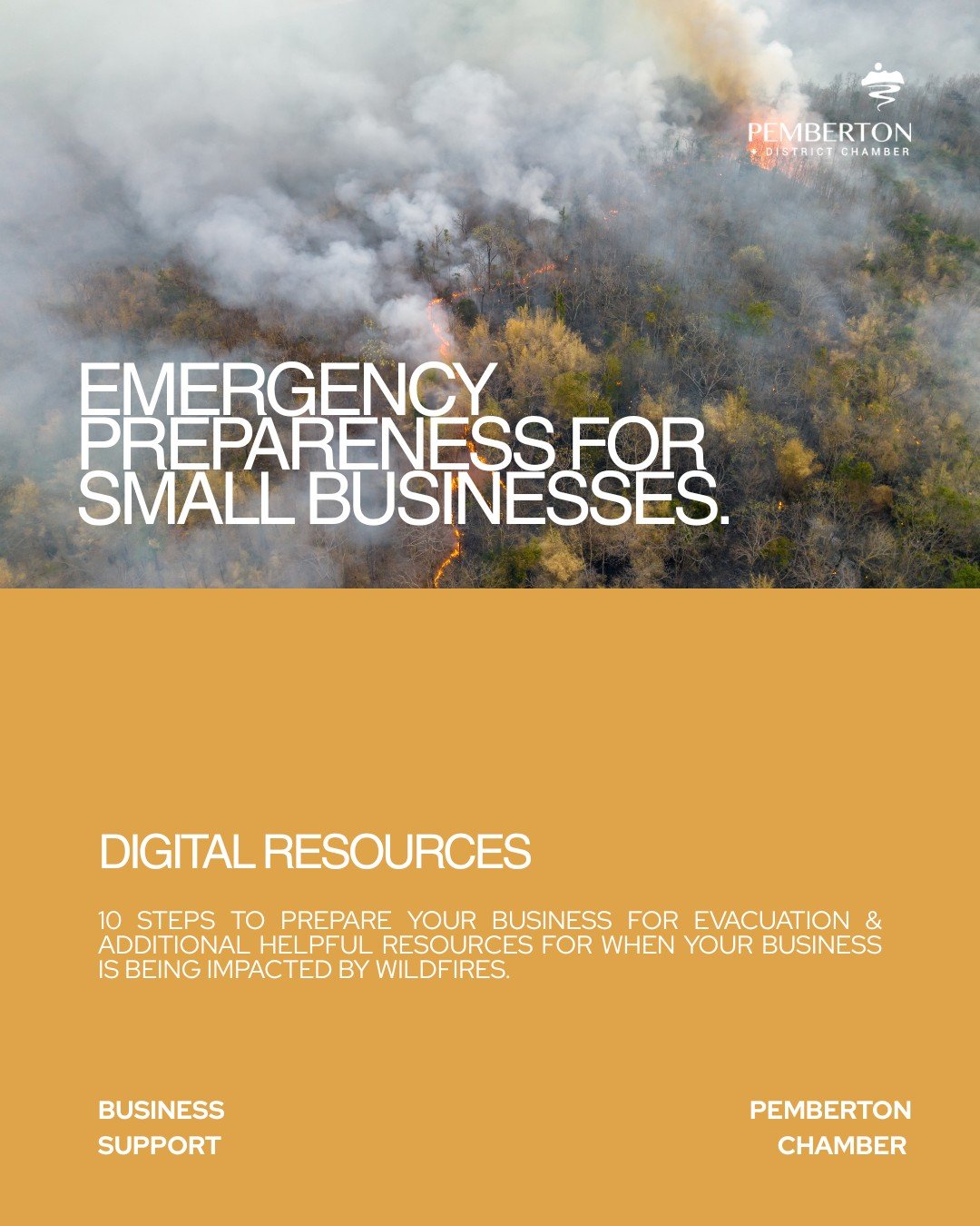 With the ongoing wildfires nearby, now is a good time for businesses to review their emergency plans and be prepared in case evacuation alerts or orders are issued.

A few important steps you can take today:
&bull; Back up important business files an